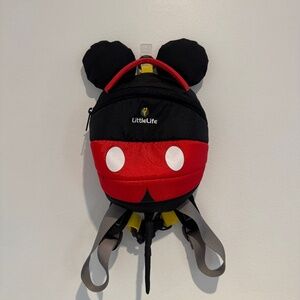 LittleLife Mickey Mouse Toddler Backpack, Black/Red
